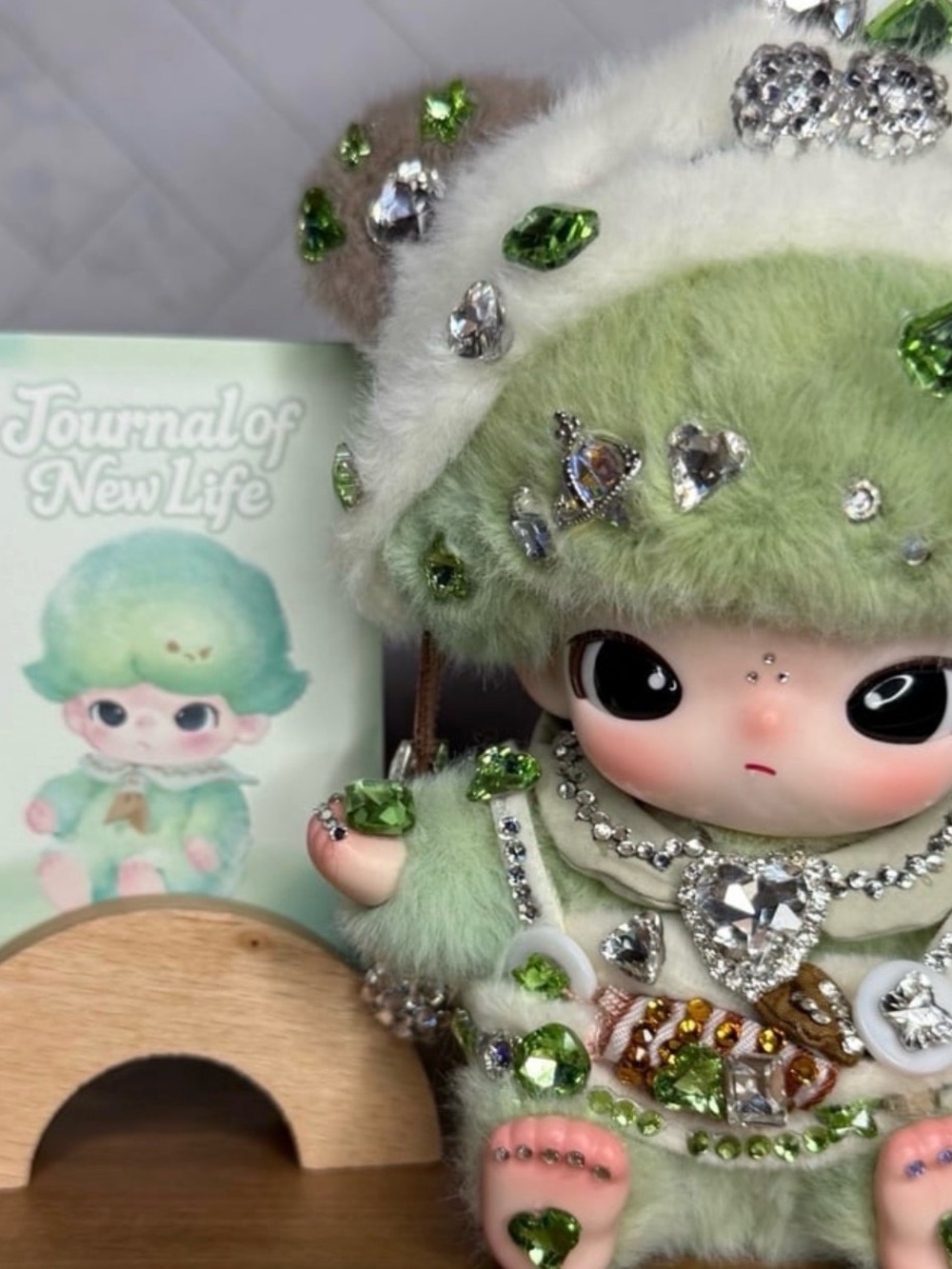 Plush Green Jeweled Charm Doll Accessory